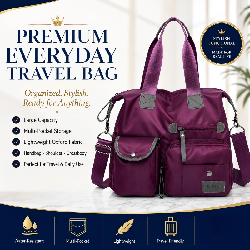 👜 50% RABATT NU! Stor vattentät tygväska för kvinnor – rymlig, tre bärsätt & smart fickorganisation – perfekt för jobb, resor & vardag 🧳✨