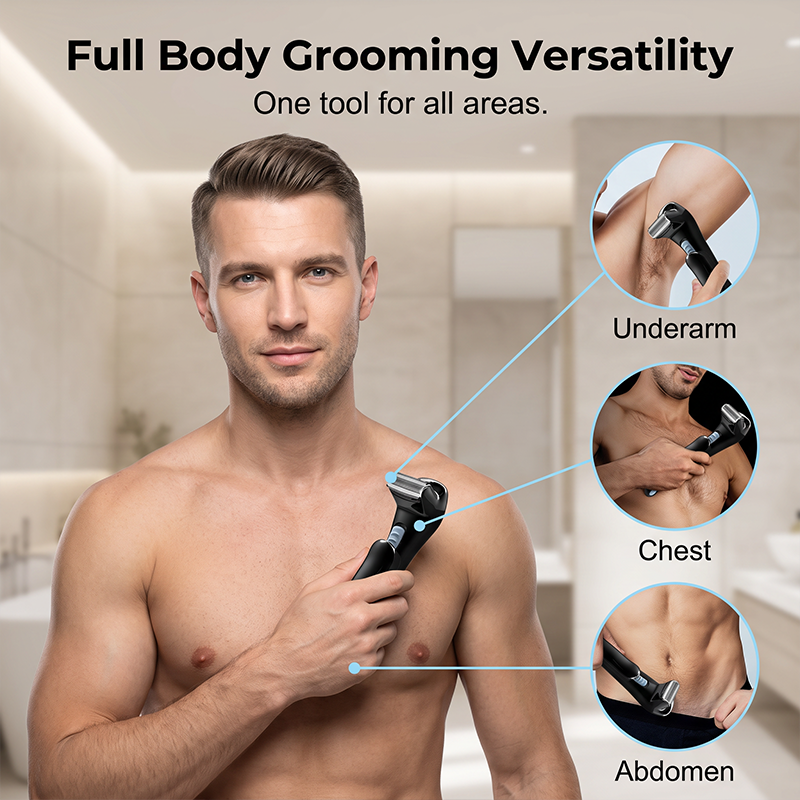 🔥🎁Nyhet 50 % RABATT🔥Elektrisk Ryggtrimmer för Män med 180° Vikbart Handtag