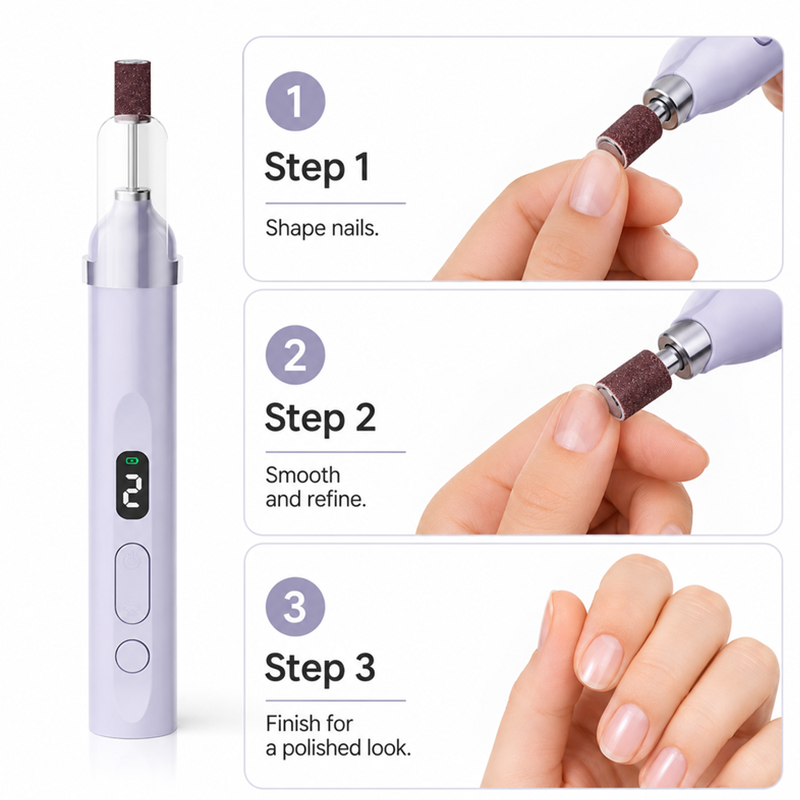 Bärbar multifunktionell elektrisk nagelfil