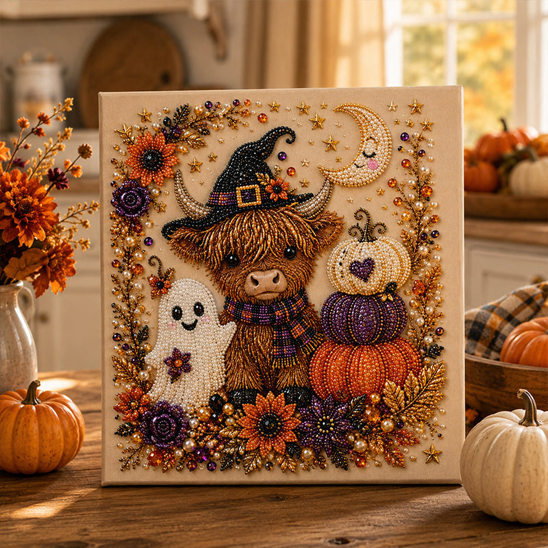 🎃 50% RABATT NU! Halloween DIY‑kit med spökmotiv och pärlor – komplett set med canvas, pärlor & lim – skapa en magisk höstdekoration 👻✨
