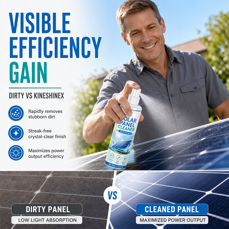 🛒 50% RABATT NU! ☀️ Avancerad rengöringsspray för solpaneler – Effektiv borttagning av smuts & bättre energiutbyte – Lättanvänd utomhusprodukt 💧