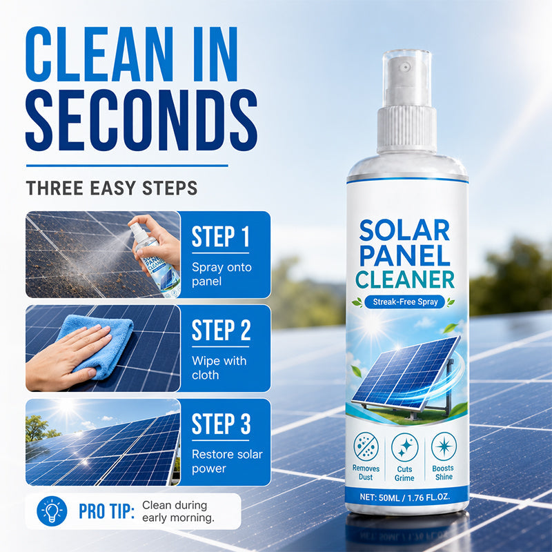 🛒 50% RABATT NU! ☀️ Avancerad rengöringsspray för solpaneler – Effektiv borttagning av smuts & bättre energiutbyte – Lättanvänd utomhusprodukt 💧