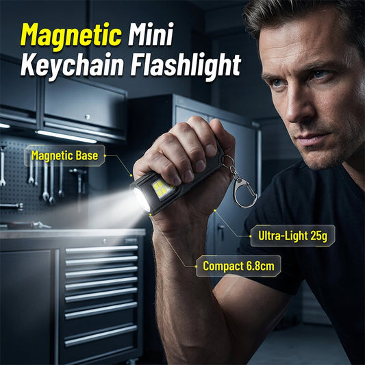 🔦 Mini Nyckelringsficklampa med Magnetisk Bas – Liten Storlek, Stor Hjälp I Vardagen ✨