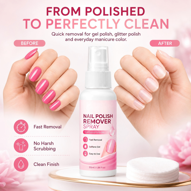 Spray för upplösning och borttagning av nagellack