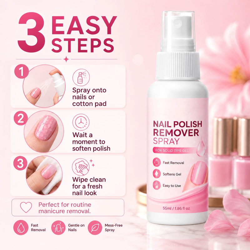 Spray för upplösning och borttagning av nagellack