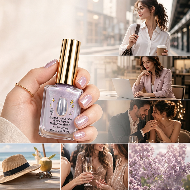 📢📢49% RABATT!! ⏰Lilac Glossy Mirror Nail Stärkare