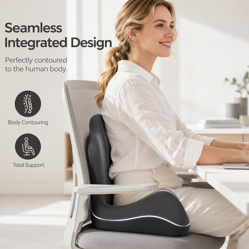 🪑 56% RABATT NU! ✨ Ergonomisk sittdyna i memoryskum med ryggstöd – bekväm och stödjande för hemmet, kontoret och bilen 💺🛡️