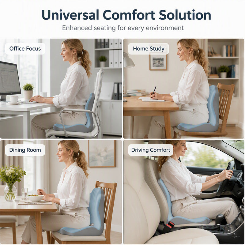 🪑 56% RABATT NU! ✨ Ergonomisk sittdyna i memoryskum med ryggstöd – bekväm och stödjande för hemmet, kontoret och bilen 💺🛡️