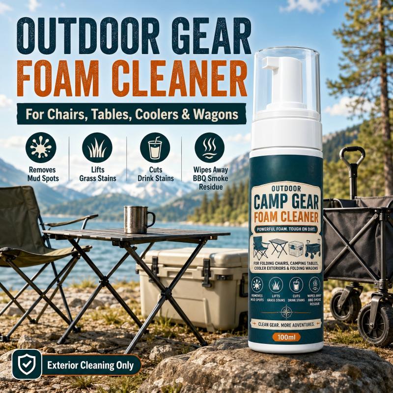 Skumrengöring för camping- och friluftsutrustning med rengöringsduk