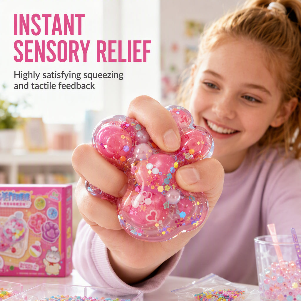 DIY Fried Ice Squishy-leksakskit med kattklo-design för barn