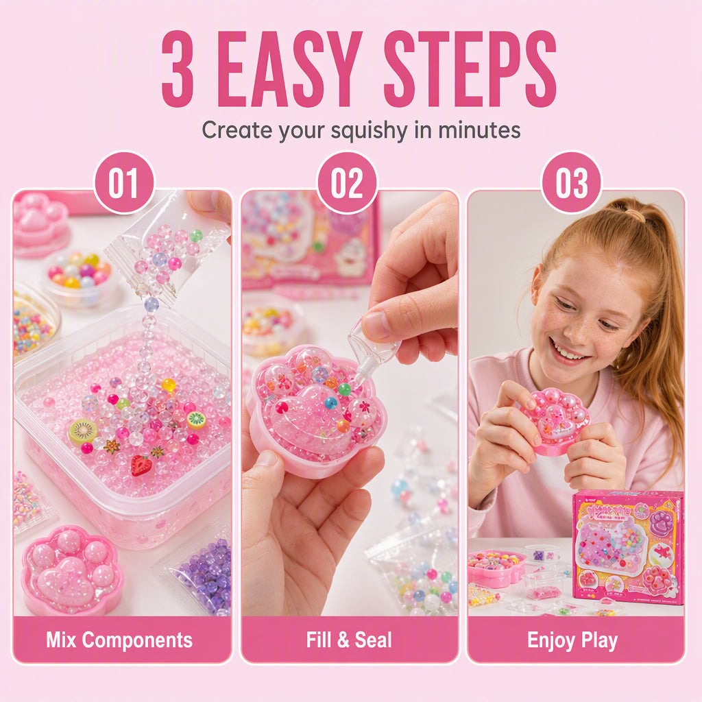 DIY Fried Ice Squishy-leksakskit med kattklo-design för barn