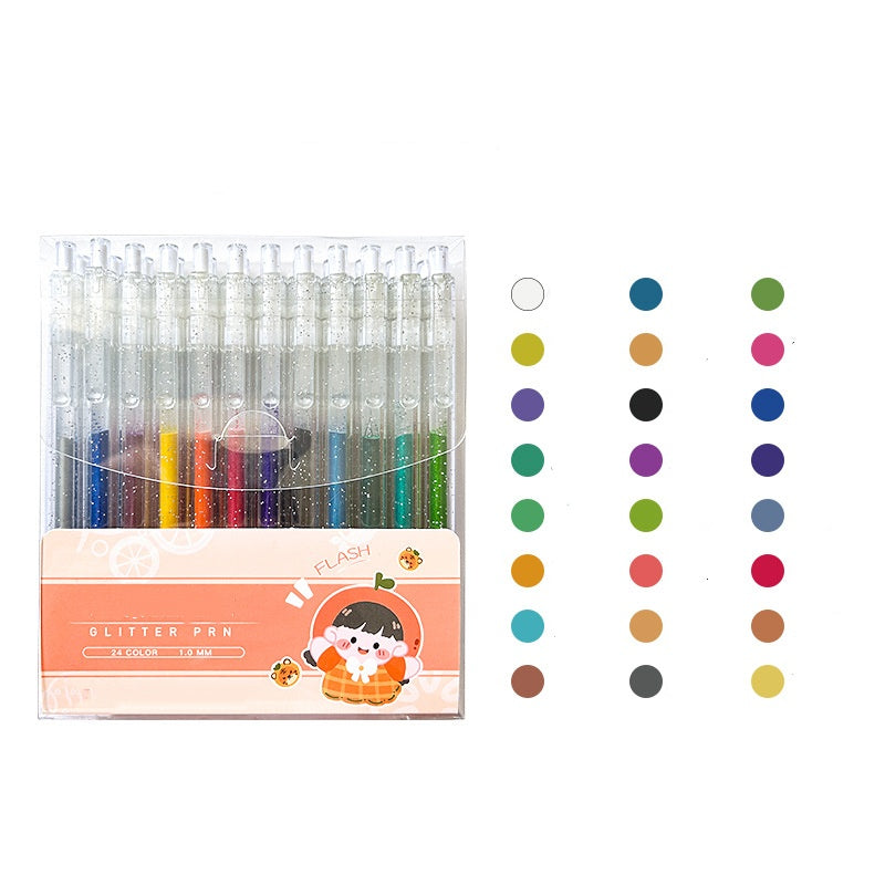 Set med infällbara glittergelpennor för journaling och teckning