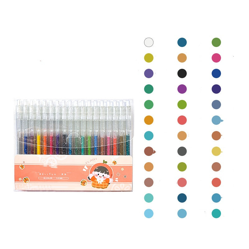 Set med infällbara glittergelpennor för journaling och teckning