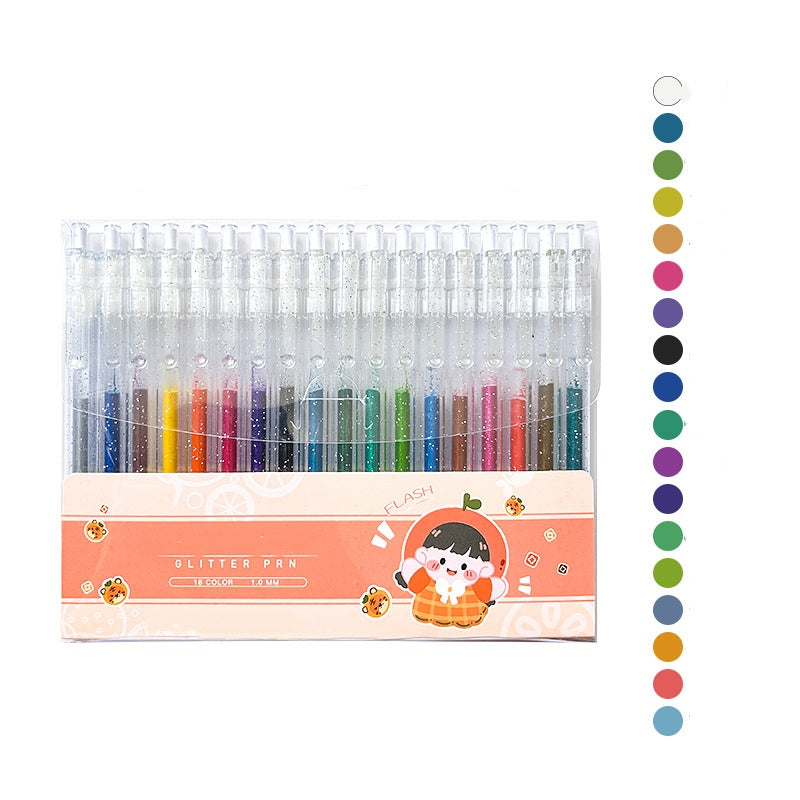 Set med infällbara glittergelpennor för journaling och teckning