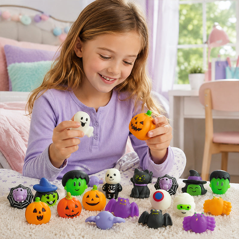 🎃 50 % RABATT NU! 🧸 Mjuk klämkomfort – squishy-leksaker i Halloween-tema – perfekt för festpåsar, klassrum och bus eller godis 👻