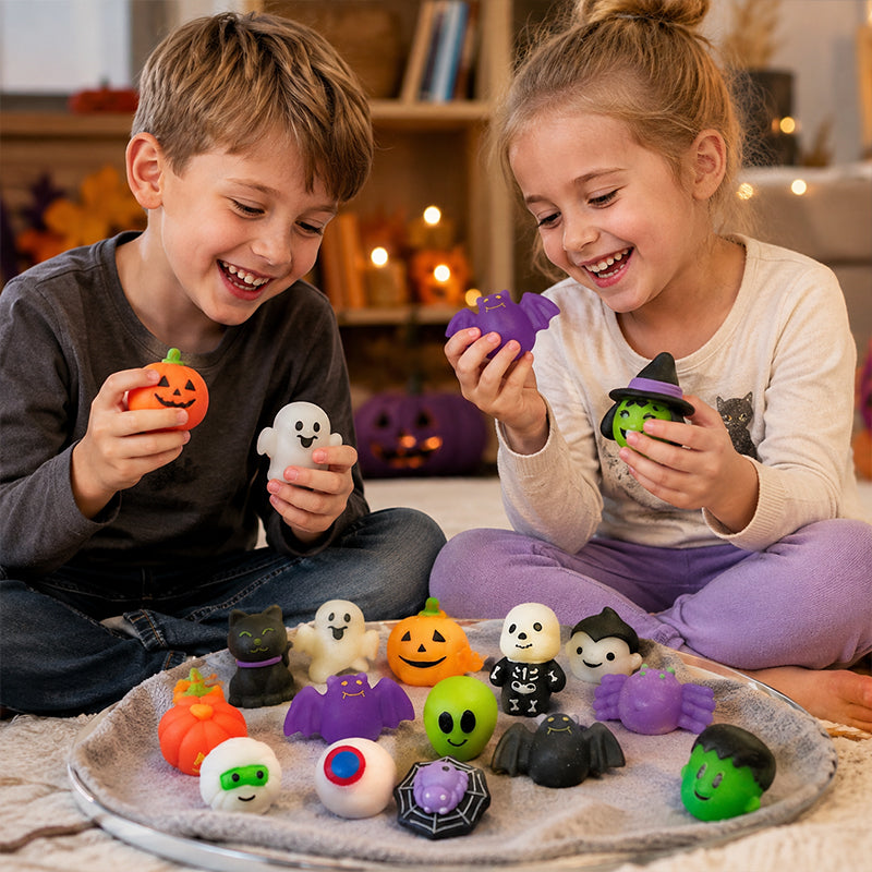 🎃 50 % RABATT NU! 🧸 Mjuk klämkomfort – squishy-leksaker i Halloween-tema – perfekt för festpåsar, klassrum och bus eller godis 👻