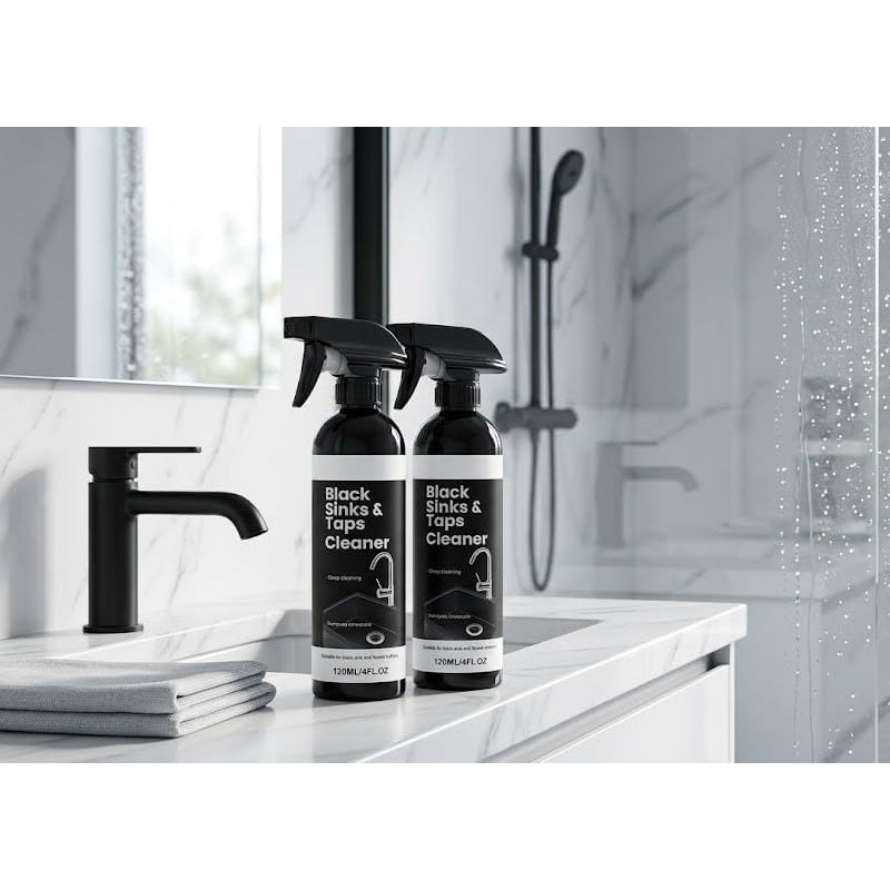 🚿50% RABATT NU! Kalkborttagningsspray för svarta handfat och kranar, spray mot envisa vattenfläckar, badrumsrengöring utan skrubbning för armaturer, handfat och duschytor