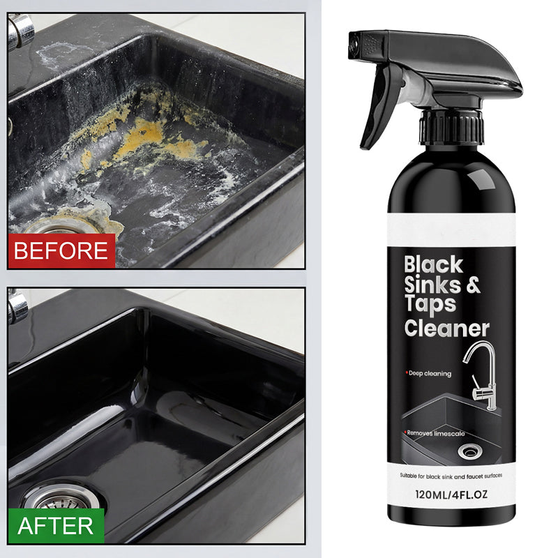 🚿50% RABATT NU! Kalkborttagningsspray för svarta handfat och kranar, spray mot envisa vattenfläckar, badrumsrengöring utan skrubbning för armaturer, handfat och duschytor