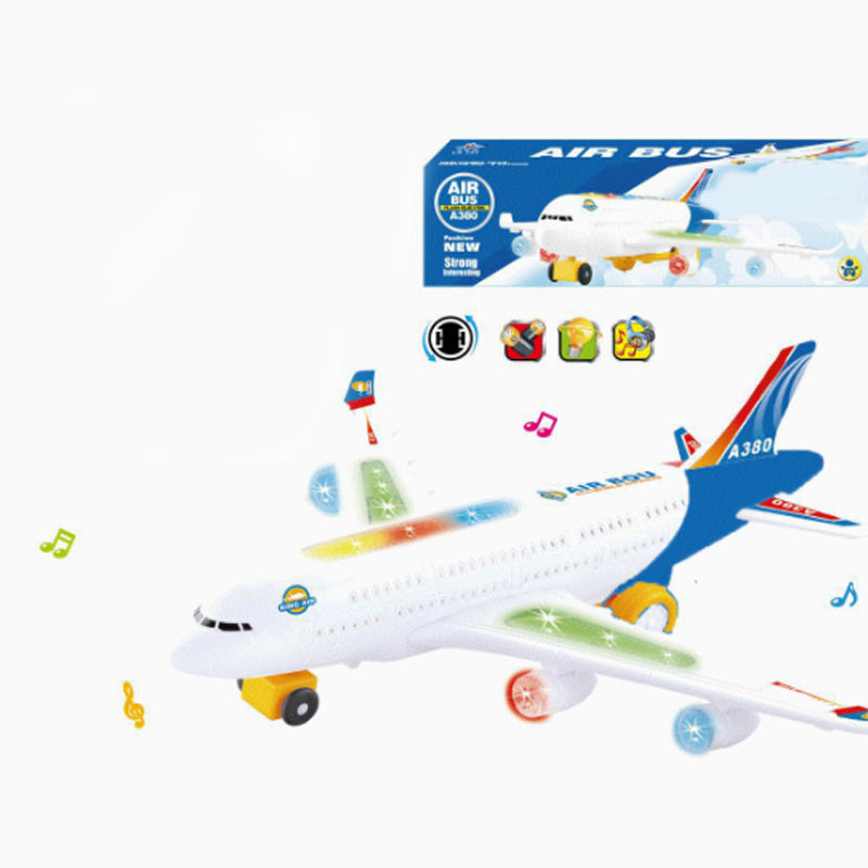 ✈️ Elektriskt leksaksflygplan med bumpa-och-kör, LED-ljus & musik