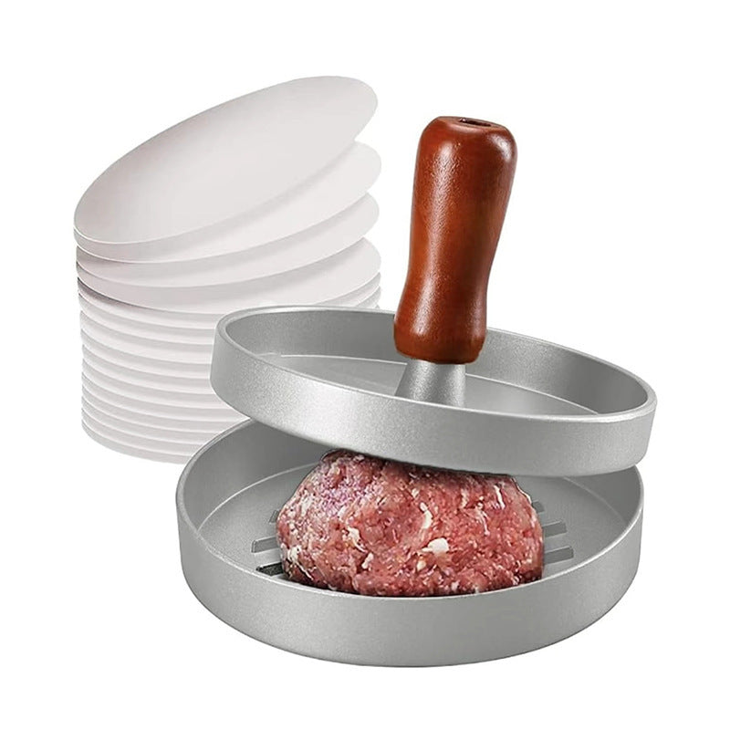 Burgerpress med trähandtag
