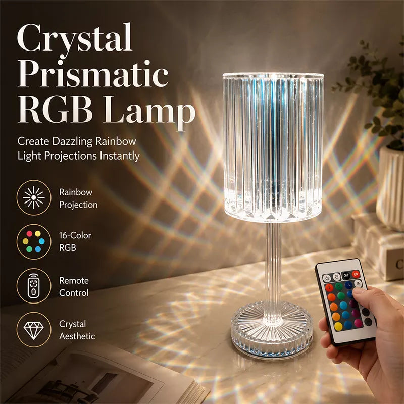 Akryl kristallrosa bordslampa med touchfunktion