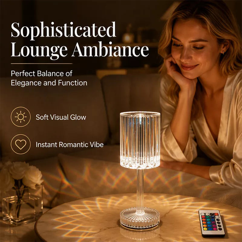 Akryl kristallrosa bordslampa med touchfunktion