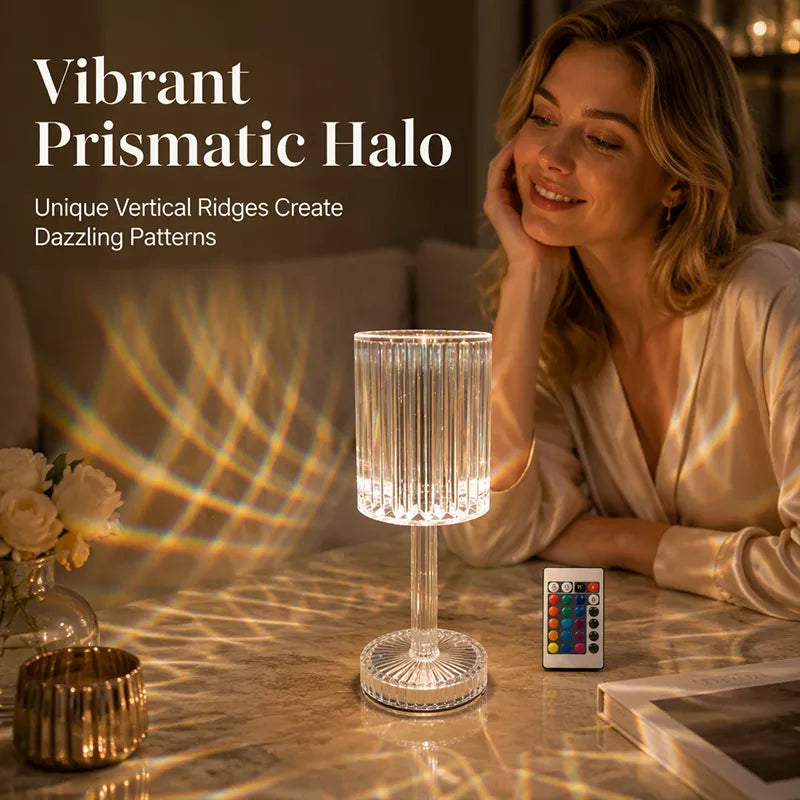 Akryl kristallrosa bordslampa med touchfunktion