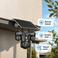☀️ Soldriven övervakningskamera med tre objektiv och 360° vy – bevakning dag och natt för trädgård, uppfart och garage 🏠