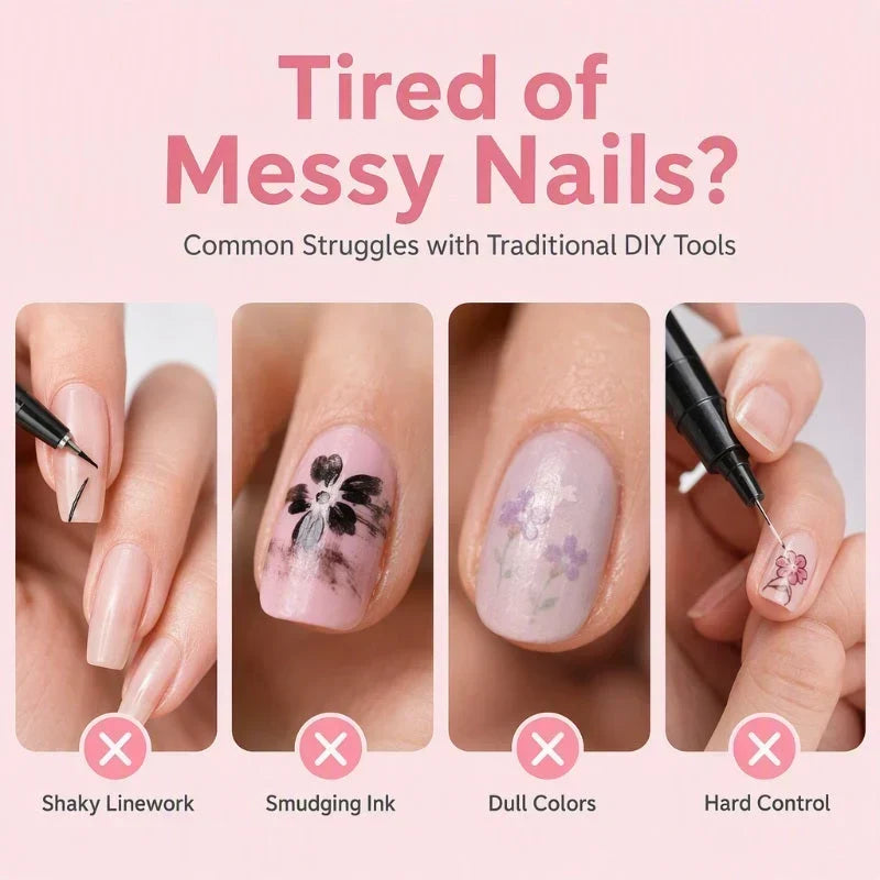 💅Nagelpennor med dubbla spetsar i 24 färger – enkel DIY-nageldesign