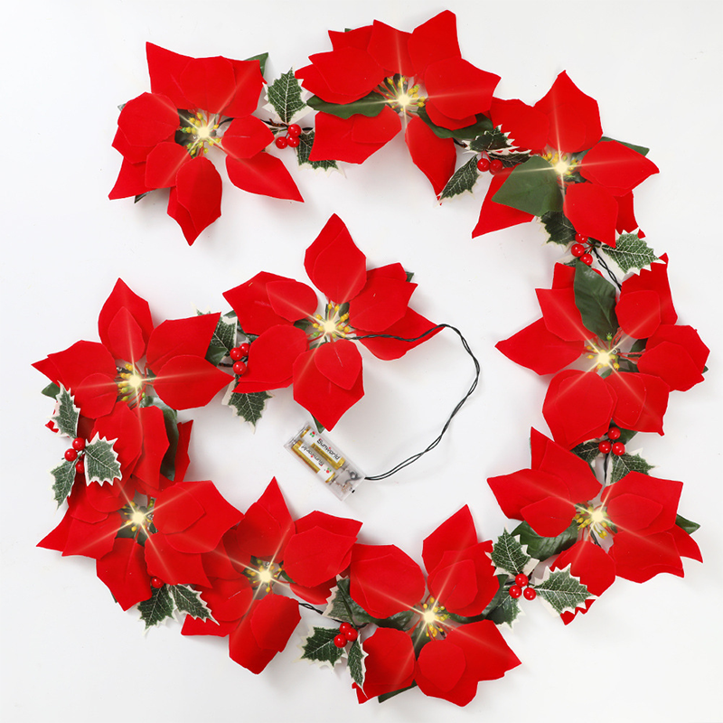 Julstjärneblommig ljusslinga för juldekoration