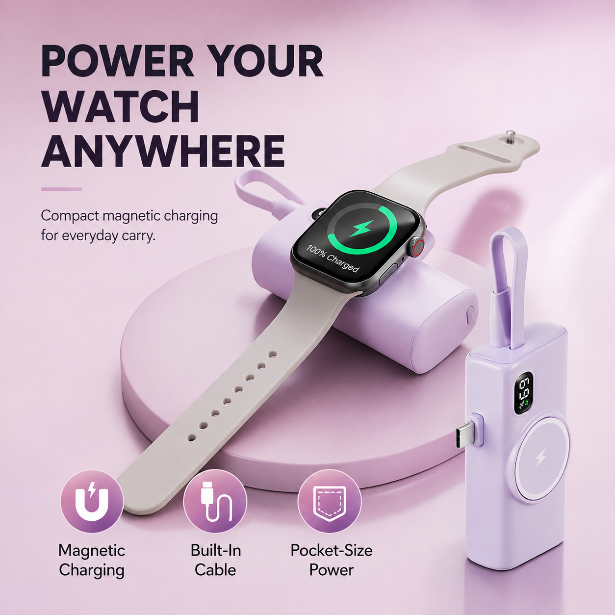5000 mAh mini trådlös magnetisk powerbank