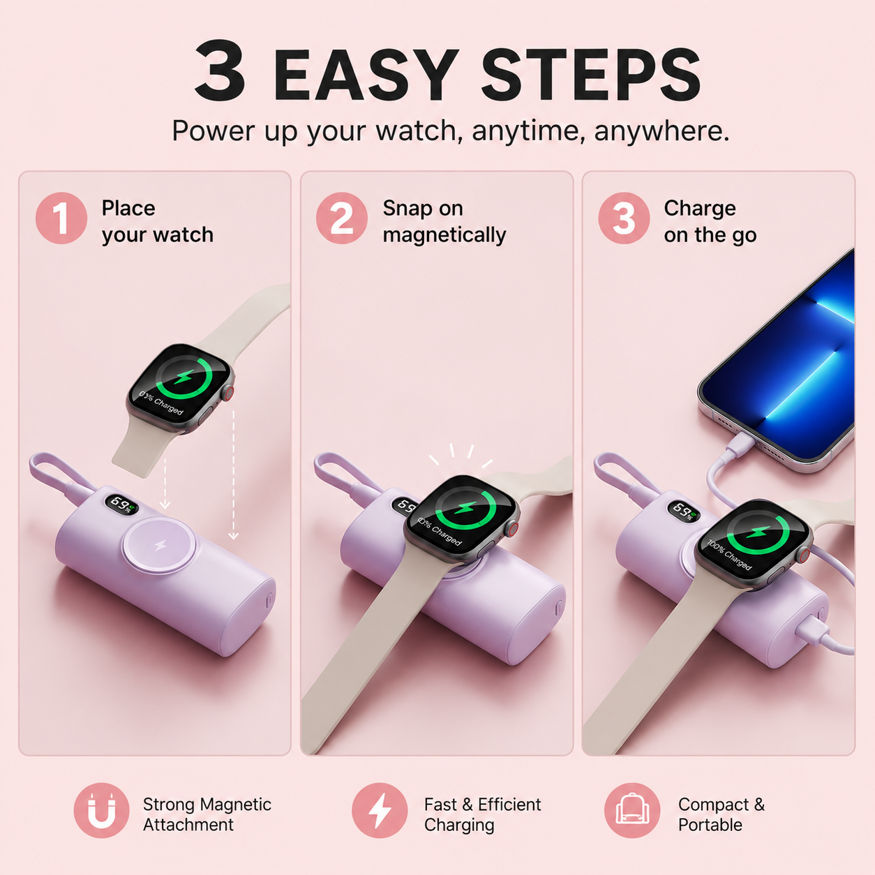 5000 mAh mini trådlös magnetisk powerbank