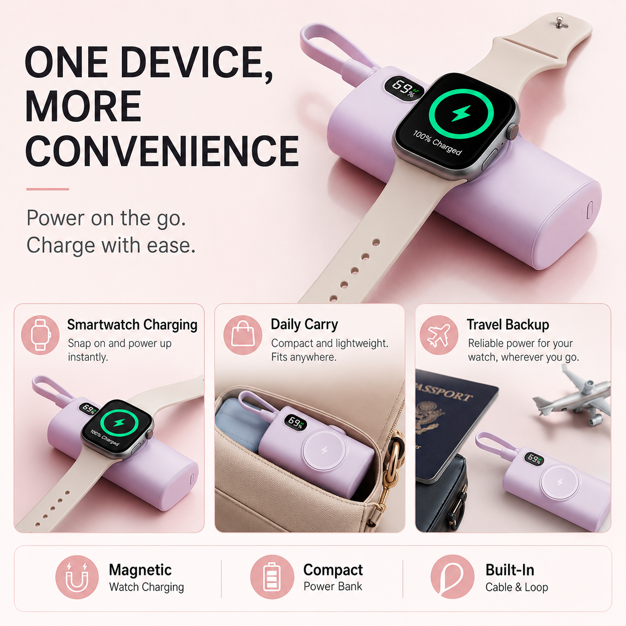 5000 mAh mini trådlös magnetisk powerbank