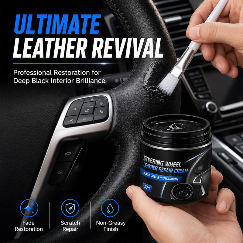 🔥50% RABATT NU!🚗Läderreparationskräm för bilratt – Återställer & fräschar upp slitet läder✨