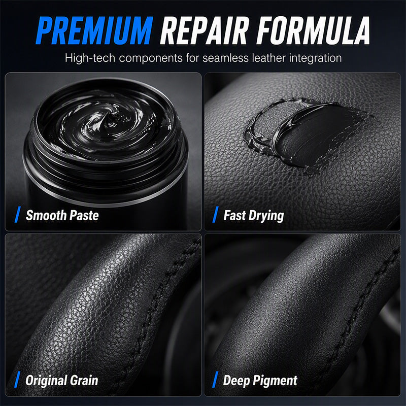 🔥50% RABATT NU!🚗Läderreparationskräm för bilratt – Återställer & fräschar upp slitet läder✨