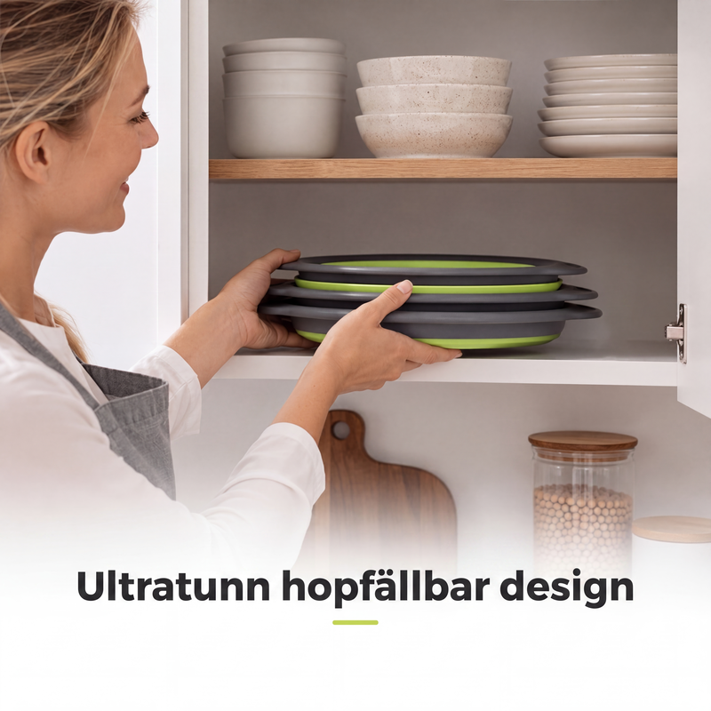 3-delat hopfällbart durkslagsset med avrinningsbas