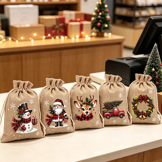 🎄 Spara 50%! 🎁 Julklappspåsar med dragsko
