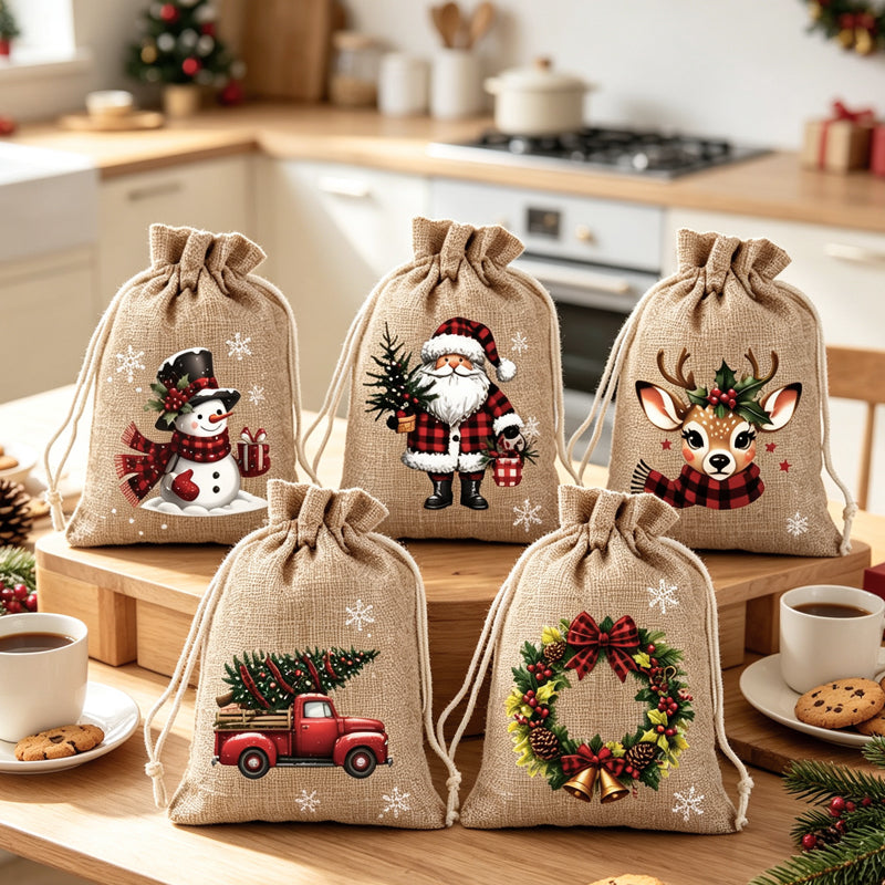 🎄 Spara 50%! 🎁 Julklappspåsar med dragsko