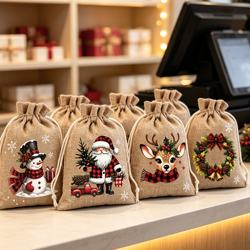 🎄 Spara 50%! 🎁 Julklappspåsar med dragsko