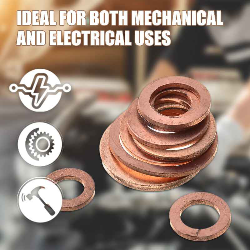 🟤 50 % RABATT NU! 🔩 Kopparbrickor – 100/200 st, 7/9 storlekar & förvaringsfack – perfekt för mekaniska och elektriska ändamål 🛠️