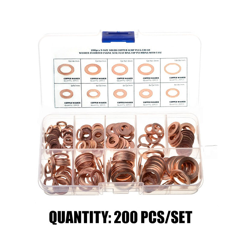 🟤 50 % RABATT NU! 🔩 Kopparbrickor – 100/200 st, 7/9 storlekar & förvaringsfack – perfekt för mekaniska och elektriska ändamål 🛠️