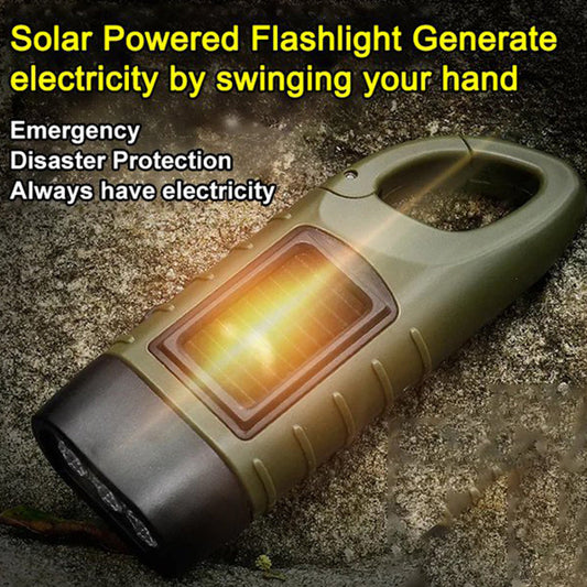 🔦 Solcells- + handvevsficklampa | Reservlampa för utomhusbruk