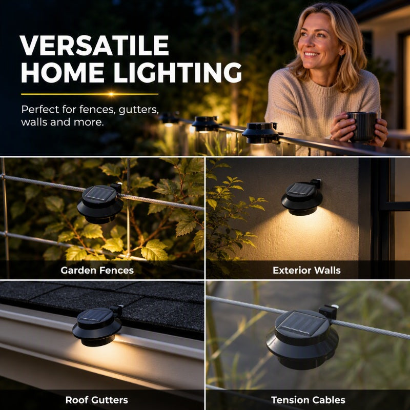 🌞 2+1 GRATIS! Vattentät solcellsdriven LED-lampa för takränna & vägg 🌞💡