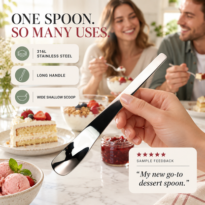 Dessertsked i rostfritt stål med långt ergonomiskt handtag