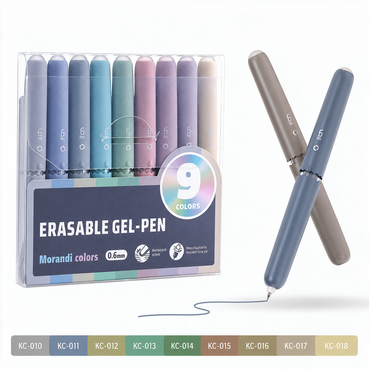 🏆 50 % RABATT! ✨ Set med 9 raderbara gelpennor i flera färger