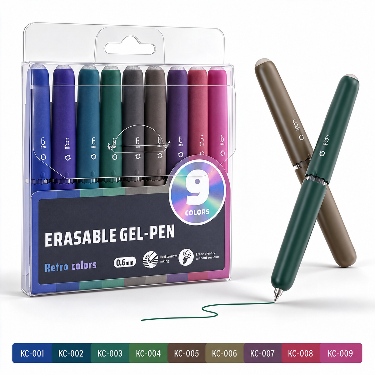 🏆 50 % RABATT! ✨ Set med 9 raderbara gelpennor i flera färger
