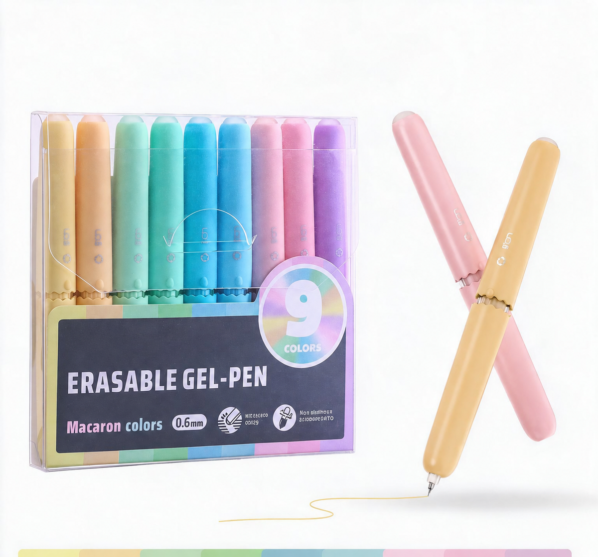 🏆 50 % RABATT! ✨ Set med 9 raderbara gelpennor i flera färger