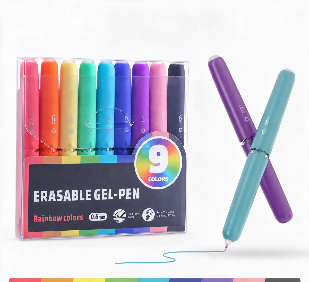 🏆 50 % RABATT! ✨ Set med 9 raderbara gelpennor i flera färger