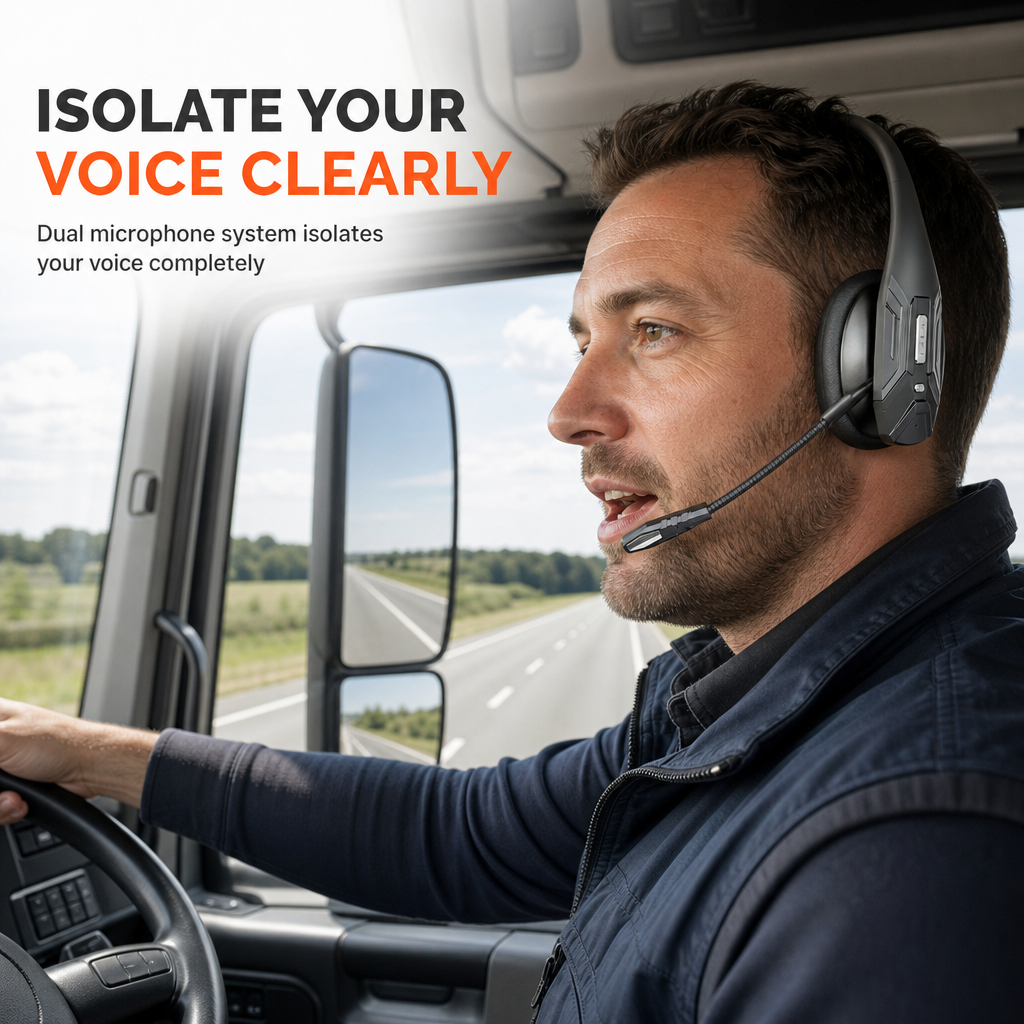 📢📢50% RABATT NU!! ⏰Trådlöst Bluetooth-headset med ENC-brusreducering och automatisk parkoppling – För kundservice & lastbilsförare