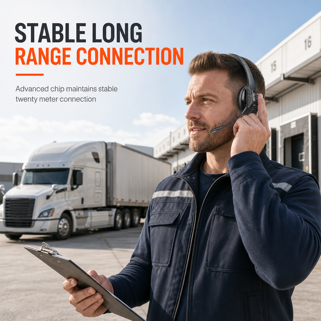 📢📢50% RABATT NU!! ⏰Trådlöst Bluetooth-headset med ENC-brusreducering och automatisk parkoppling – För kundservice & lastbilsförare